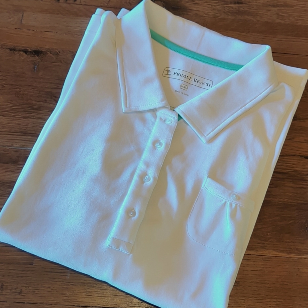Like New Bright White Pebble Beach LS Polo. Sz. XXL